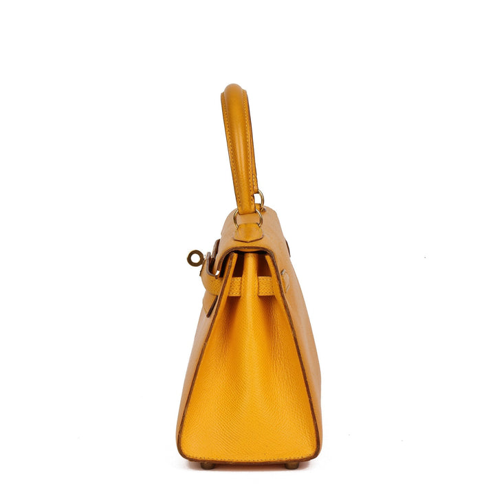 Top quality Hermes Jaune Courchevel Leather Kelly 20cm Sellier Shoulder Bag