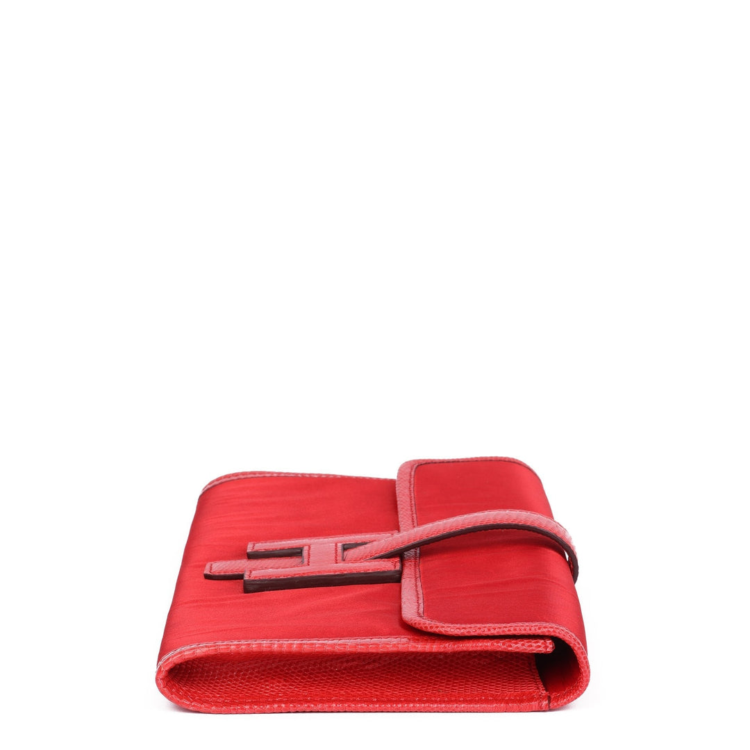 Top quality Hermes Rouge Braise Lizard Leather & Silk Jige Elan 29 Clutch