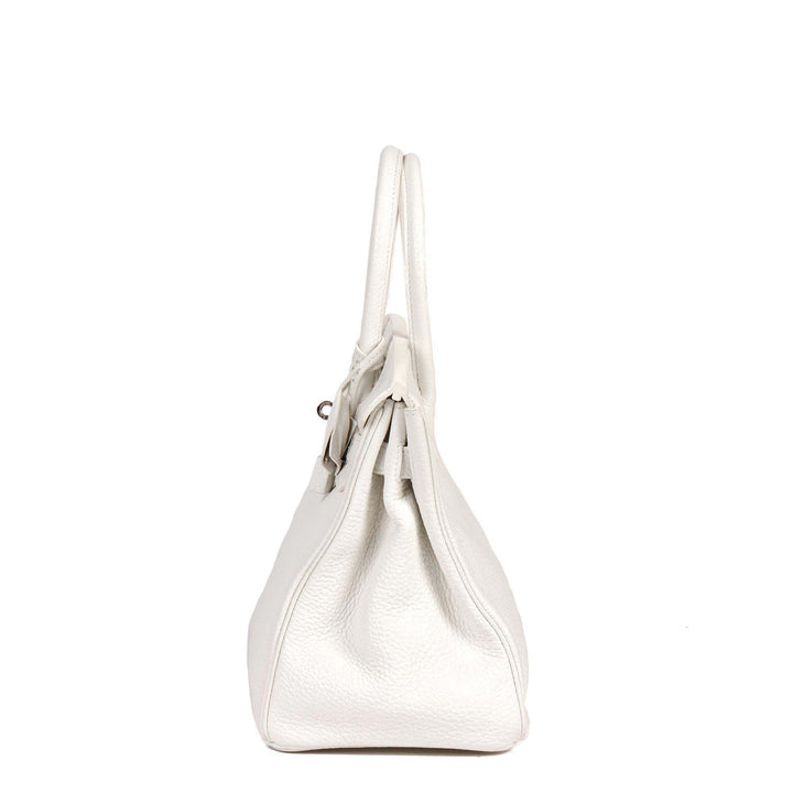 Top quality Hermes White Clemence Leather Birkin 30cm Retourne Tote