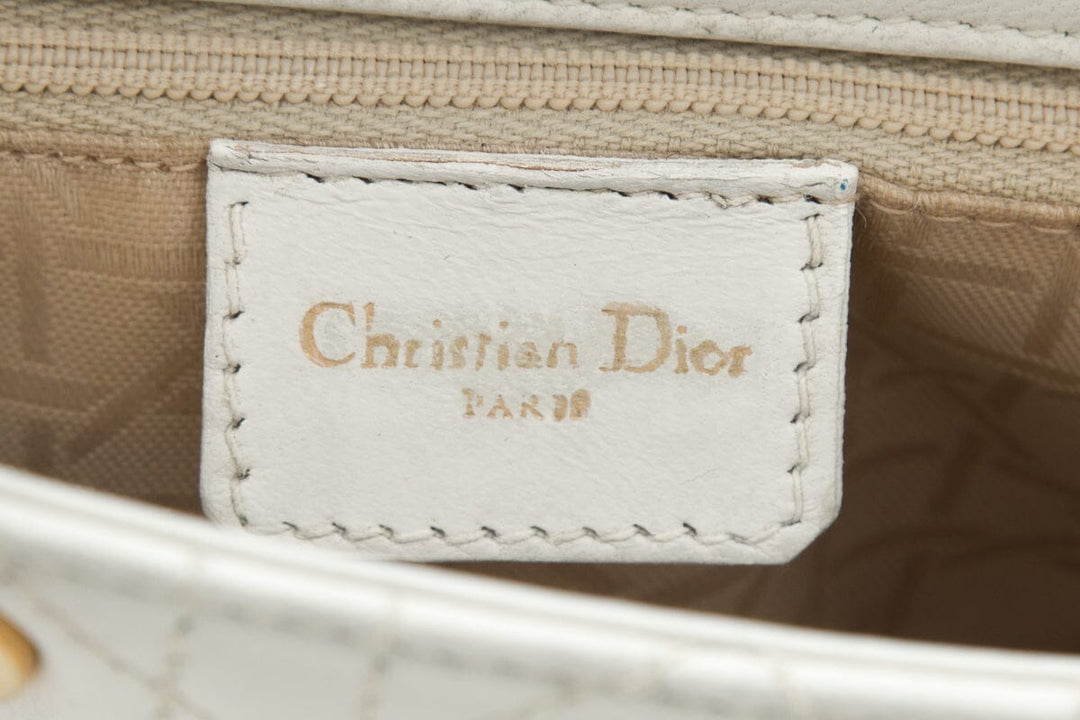 Lady Top quality Dior Small White Quilted Lambskin & Gold Hardware Tote