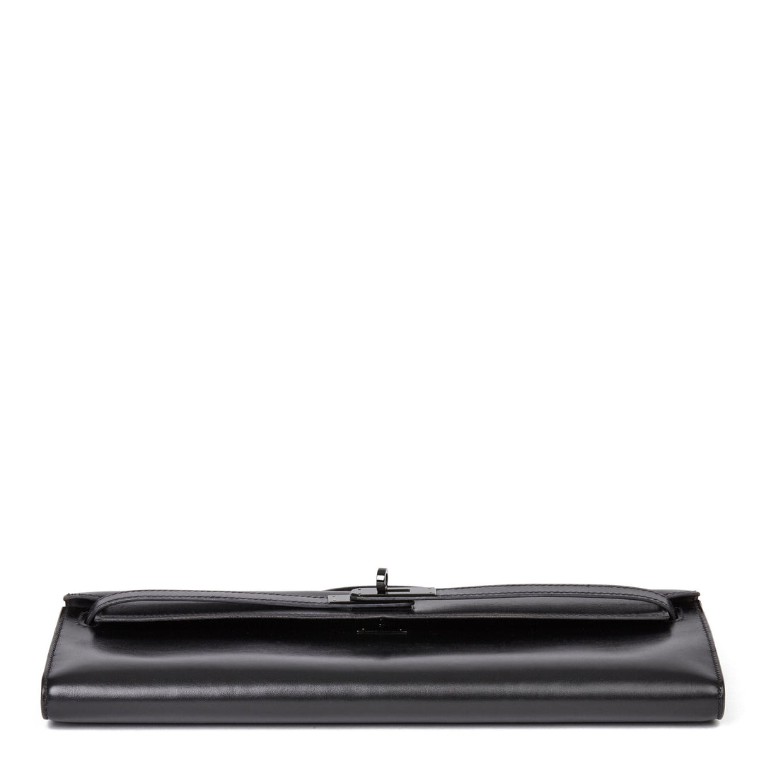 Top quality Hermes Black Box Calf Leather SO Black Kelly Cut Clutch