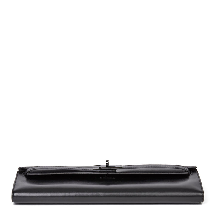 Top quality Hermes Black Box Calf Leather SO Black Kelly Cut Clutch