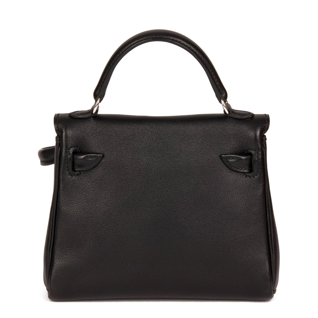 Top quality Hermes Black & Chocolate Gulliver Leather Vintage Kelly Quelle Idole Doll Top Handle Bag