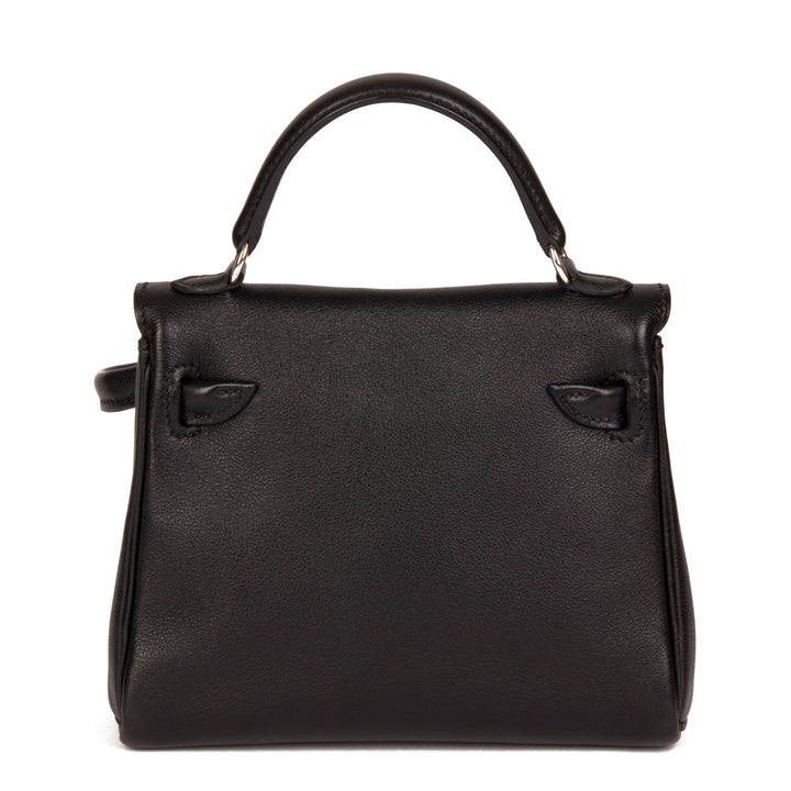 Top quality Hermes Black & Chocolate Gulliver Leather Vintage Kelly Quelle Idole Doll Top Handle Bag