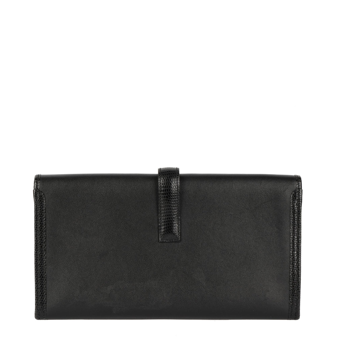 Top quality Hermes Black Swift Leather & Niloticus Lizard Leather Jige Elan 29 Clutch