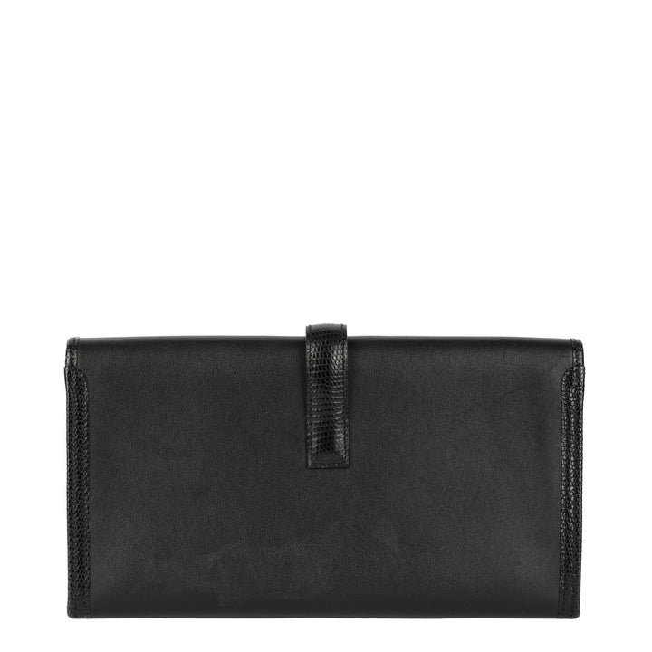 Top quality Hermes Black Swift Leather & Niloticus Lizard Leather Jige Elan 29 Clutch