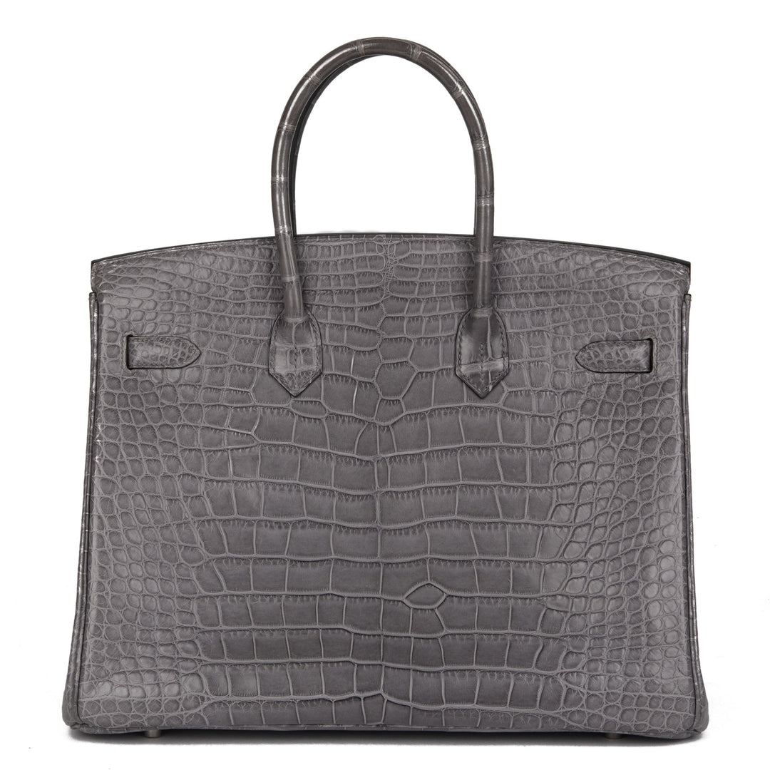 Top quality Hermes Gris Paris Matte Alligator Leather Birkin 35cm Retourne Tote