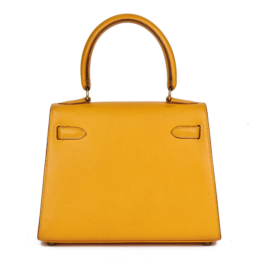 Top quality Hermes Jaune Courchevel Leather Kelly 20cm Sellier Shoulder Bag