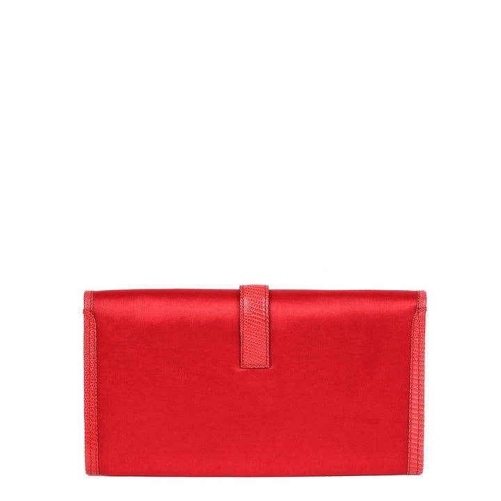 Top quality Hermes Rouge Braise Lizard Leather & Silk Jige Elan 29 Clutch