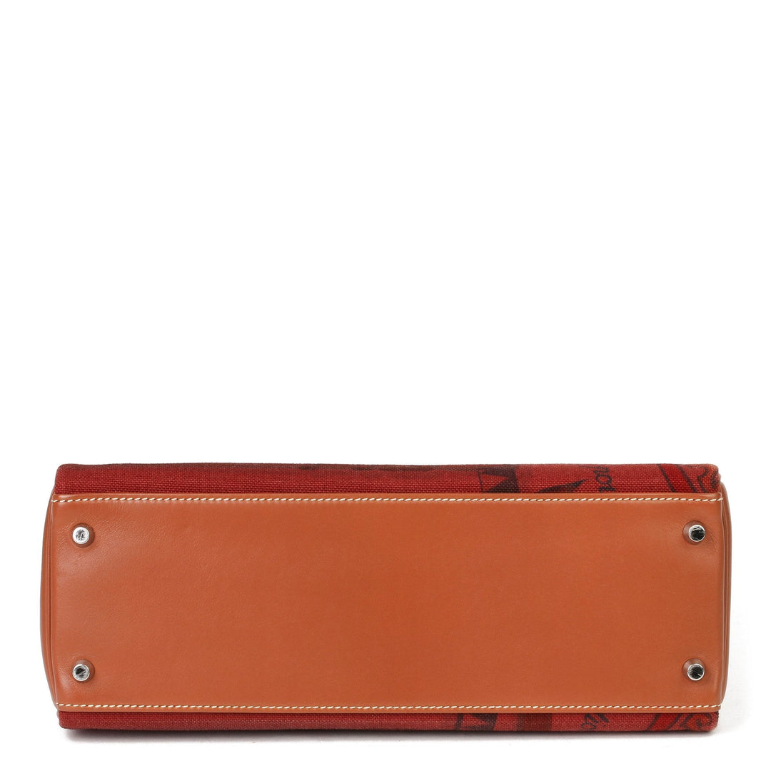 Top quality Hermes Rouge H Toile & Barenia Horse Print Amazone Kelly 32cm Sellier Shoulder Bag