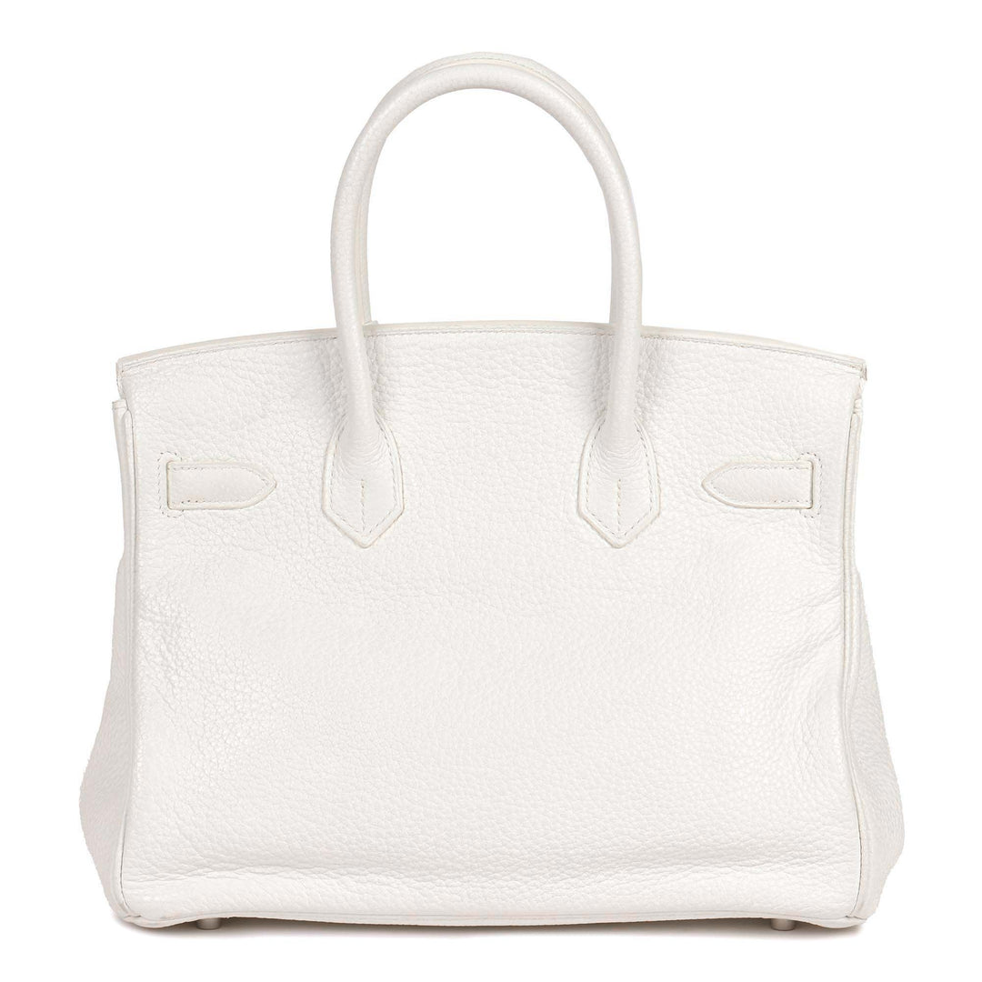 Top quality Hermes White Clemence Leather Birkin 30cm Retourne Tote