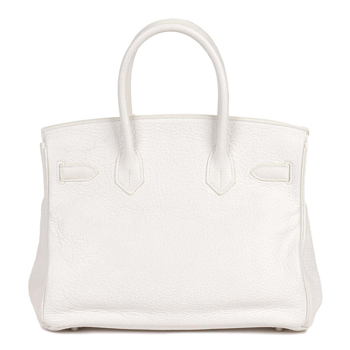 Top quality Hermes White Clemence Leather Birkin 30cm Retourne Tote