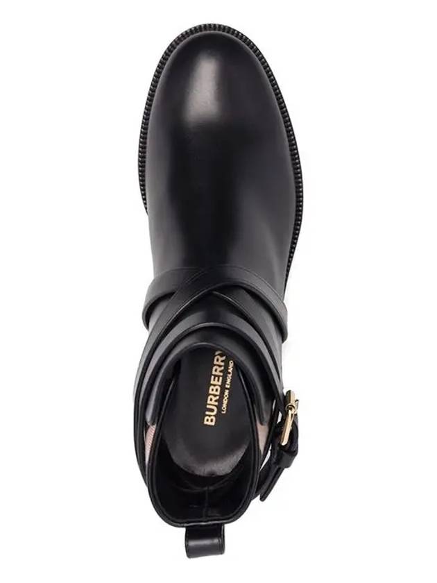 Burberry House Checked Leather Chelsea Boots Black