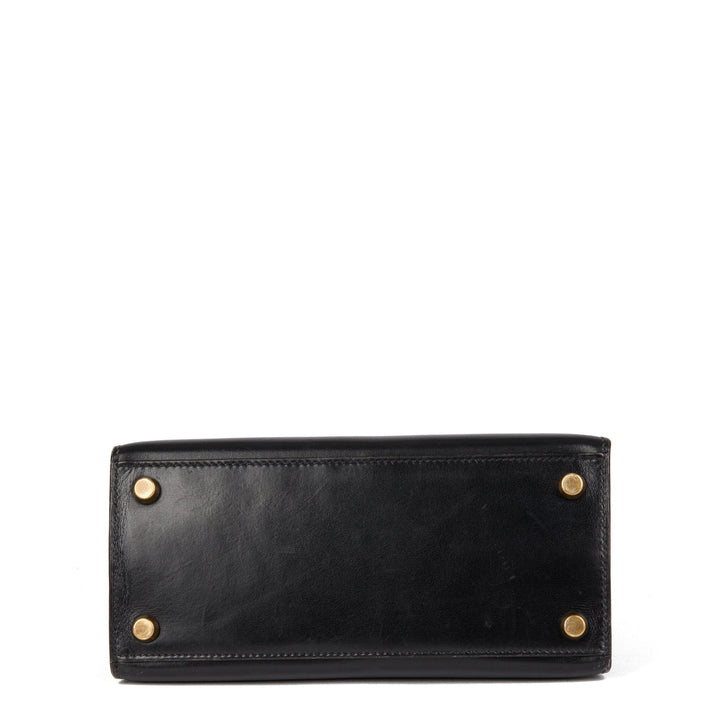 Top quality Hermes Black Box Calf Leather Vintage Mini Kelly 20cm Sellier Shoulder Bag