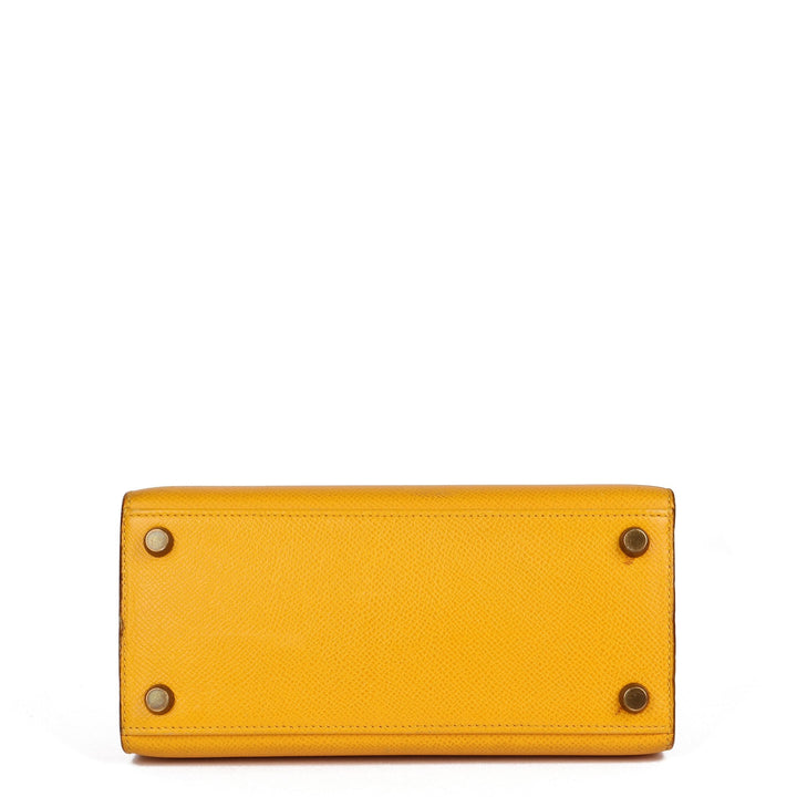 Top quality Hermes Jaune Courchevel Leather Kelly 20cm Sellier Shoulder Bag