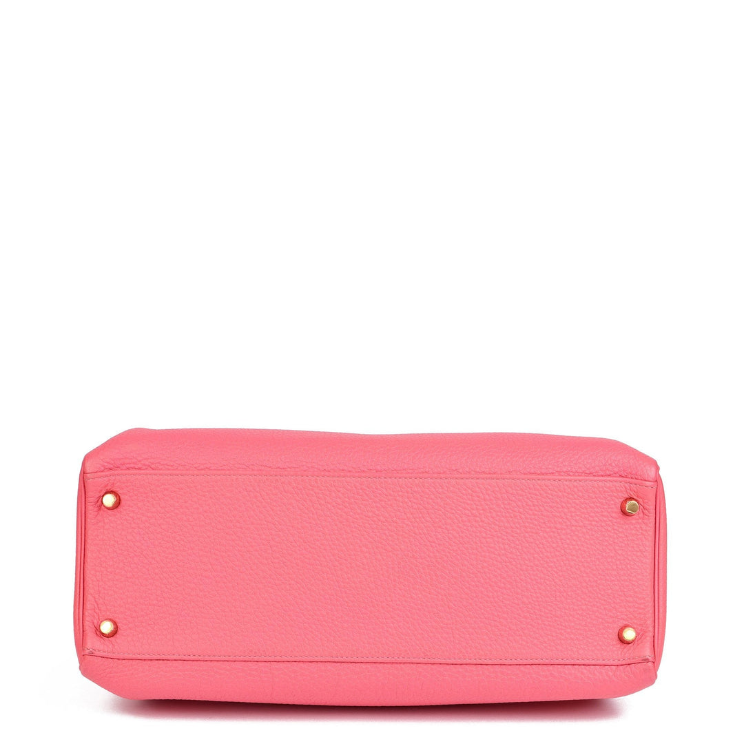 Hermes Rose Lipstick Togo Leather Kelly 35cm Retourne Shoulder Bag