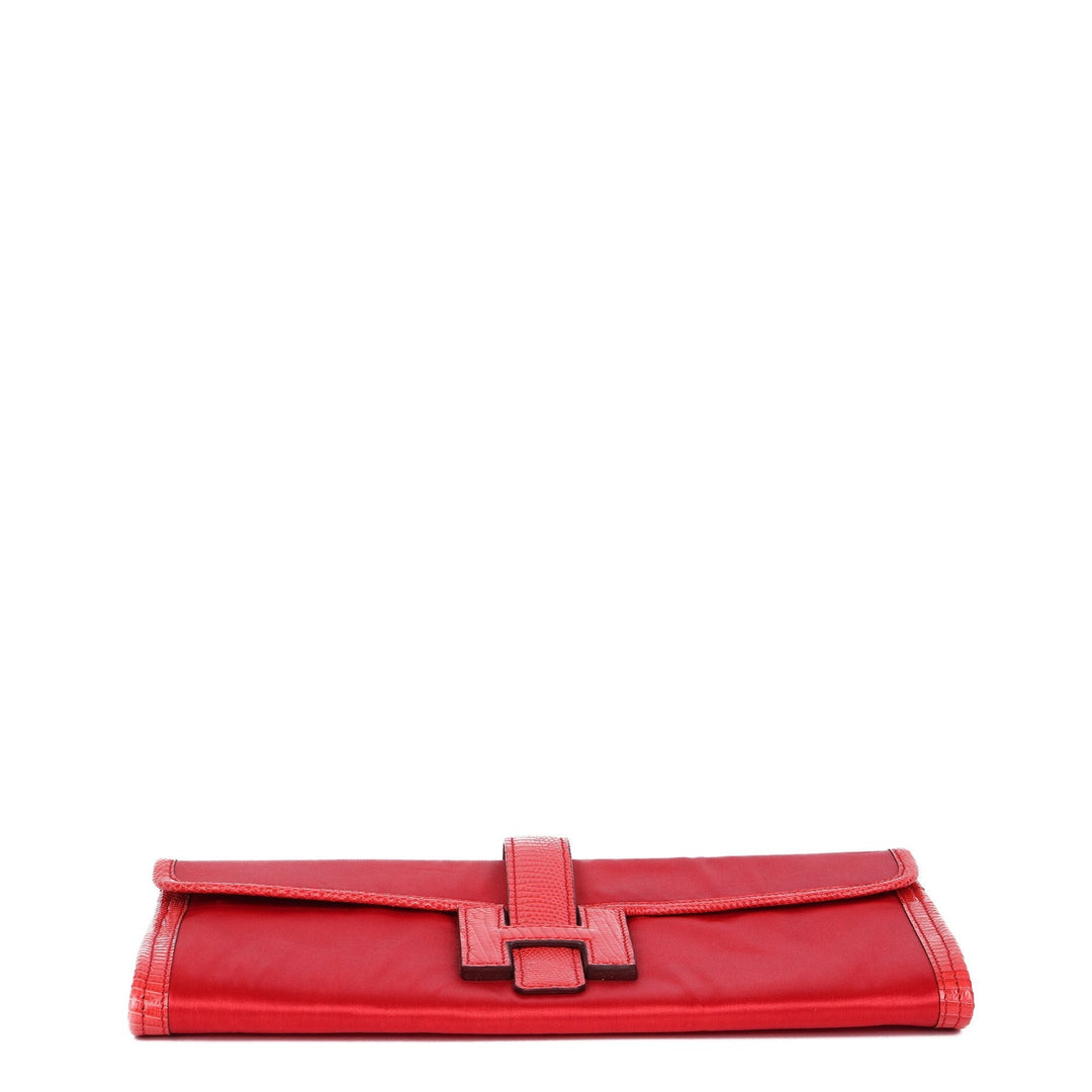 Top quality Hermes Rouge Braise Lizard Leather & Silk Jige Elan 29 Clutch