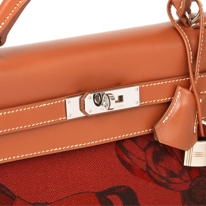 Top quality Hermes Rouge H Toile & Barenia Horse Print Amazone Kelly 32cm Sellier Shoulder Bag