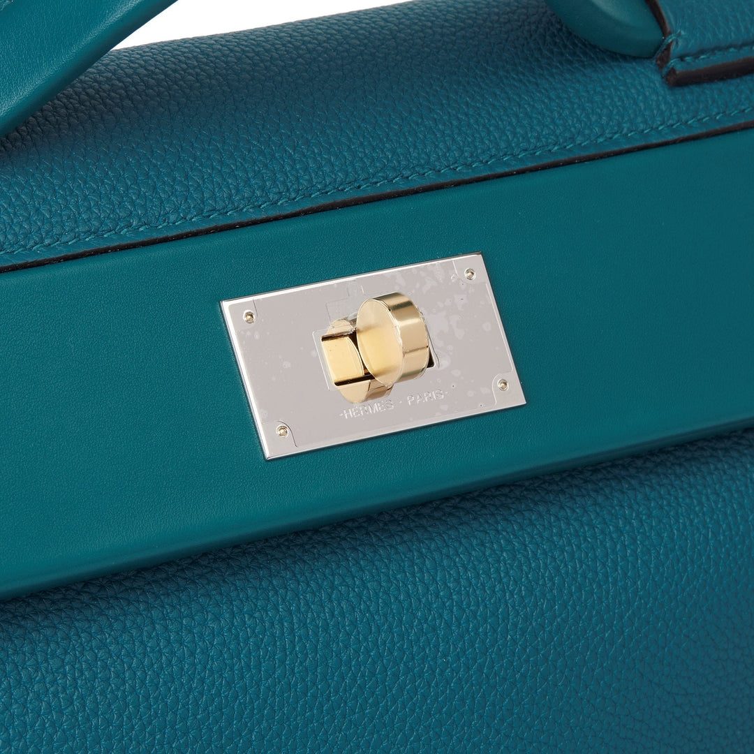 Top quality Hermes Vert Bosphore Togo & Swift Leather Leather 24/24 29cm Shoulder Bag