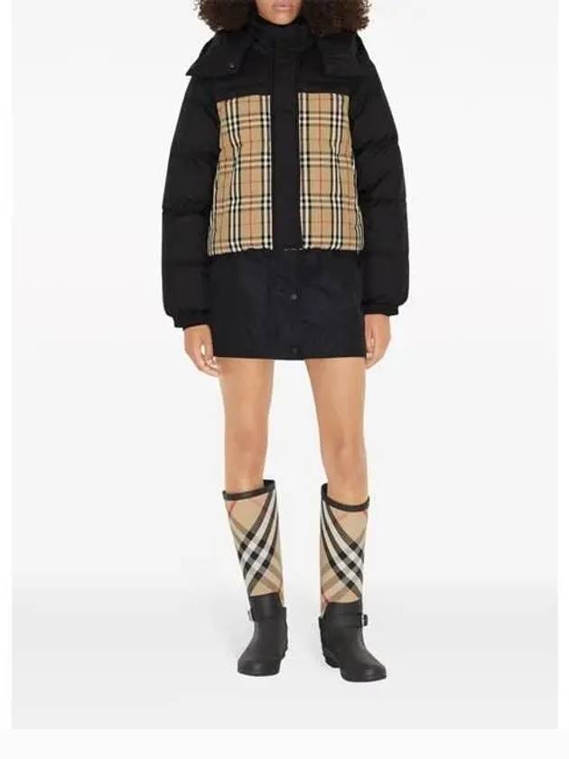 Burberry WoMen's Vintage Check Crop Reversible Padding Black Archive Beige