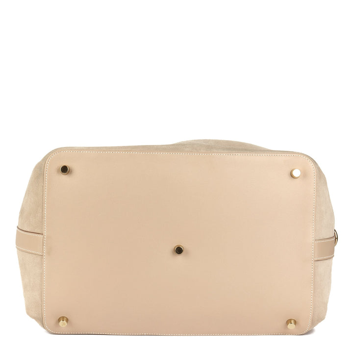 Top quality Hermes Argile Swift Leather & Veau Grizzly Suede Toolbox 33 Shoulder Bag