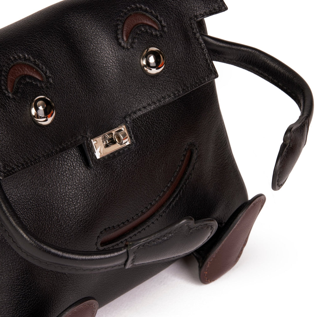 Top quality Hermes Black & Chocolate Gulliver Leather Vintage Kelly Quelle Idole Doll Top Handle Bag