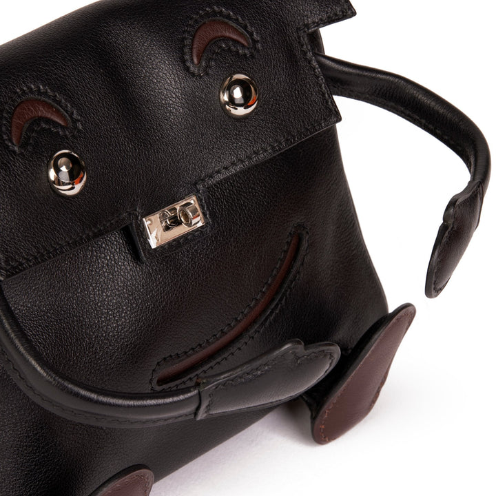 Top quality Hermes Black & Chocolate Gulliver Leather Vintage Kelly Quelle Idole Doll Top Handle Bag