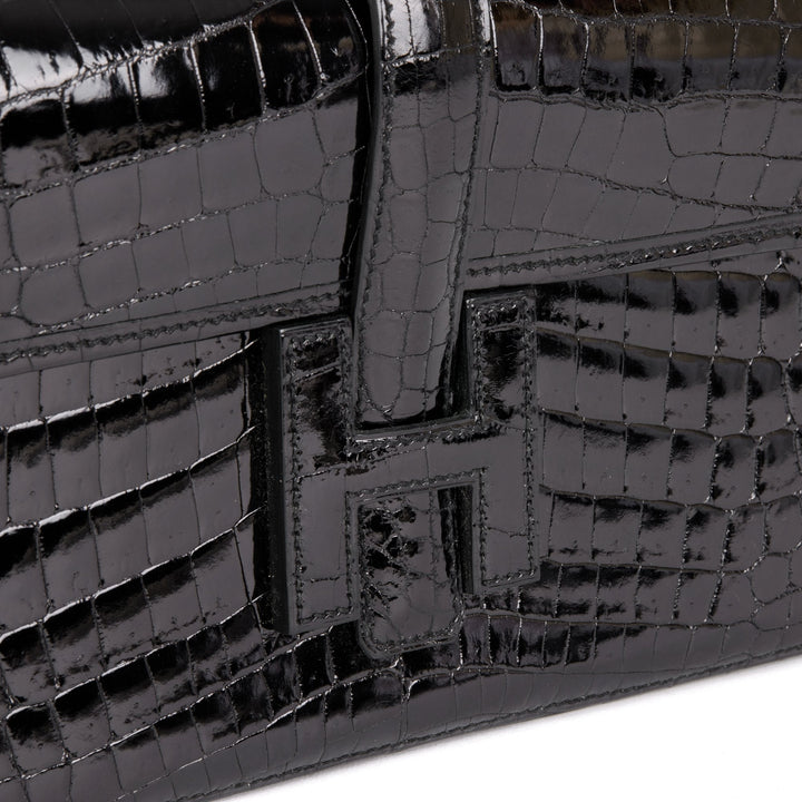 Premium Handmade Hermes Black Niloticus Crocodile Leather Jige Elan 29 Clutch