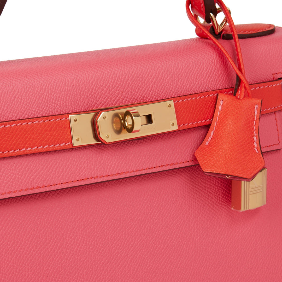 Top quality Hermes Rose Azalea & Rose Jaipur Epsom Leather HSS Special Order Kelly 28cm Sellier Shoulder Bag