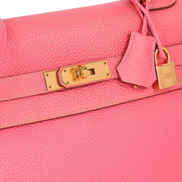Hermes Rose Lipstick Togo Leather Kelly 35cm Retourne Shoulder Bag