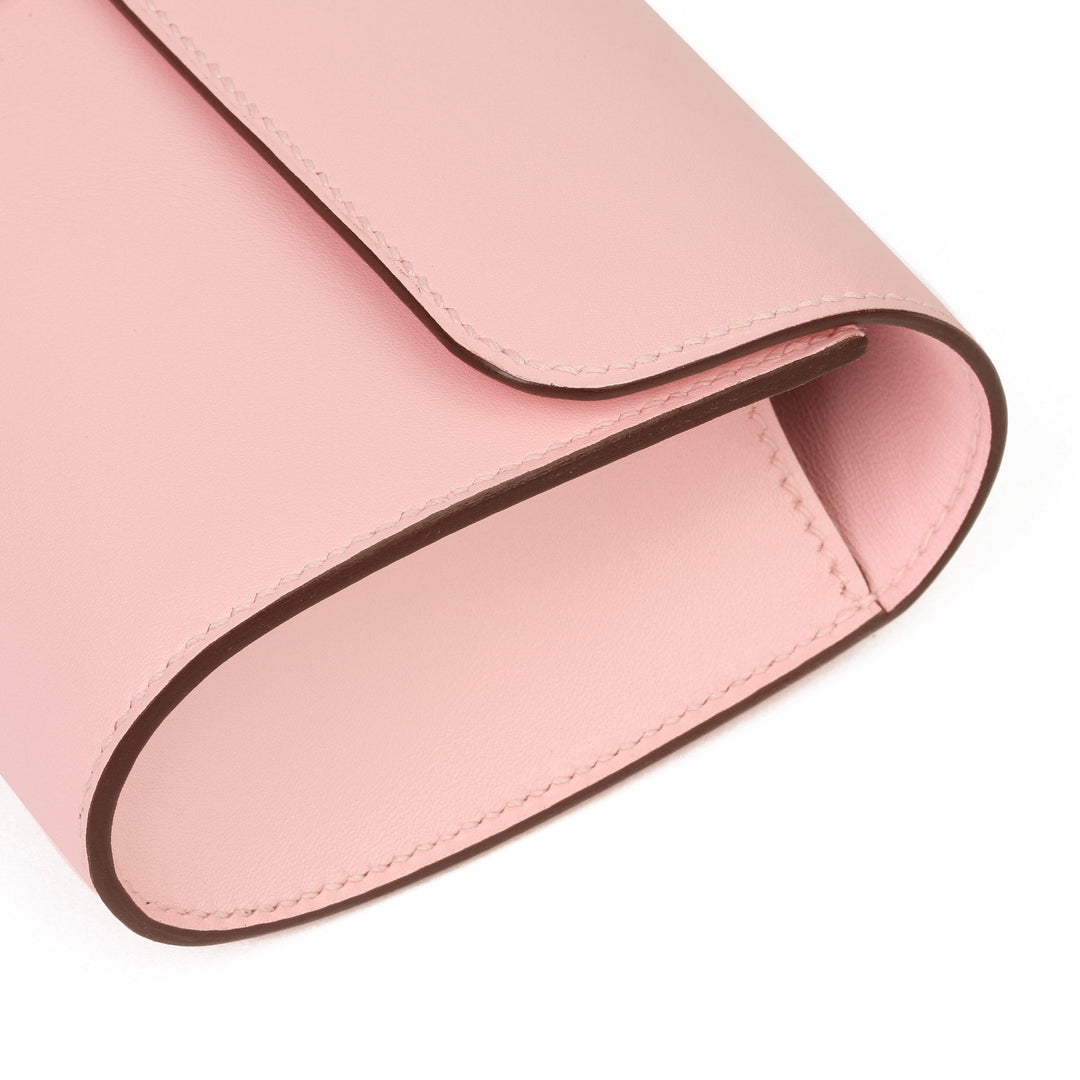 Top quality Hermes Rose Sakura Tadelakt Leather Egee Clutch