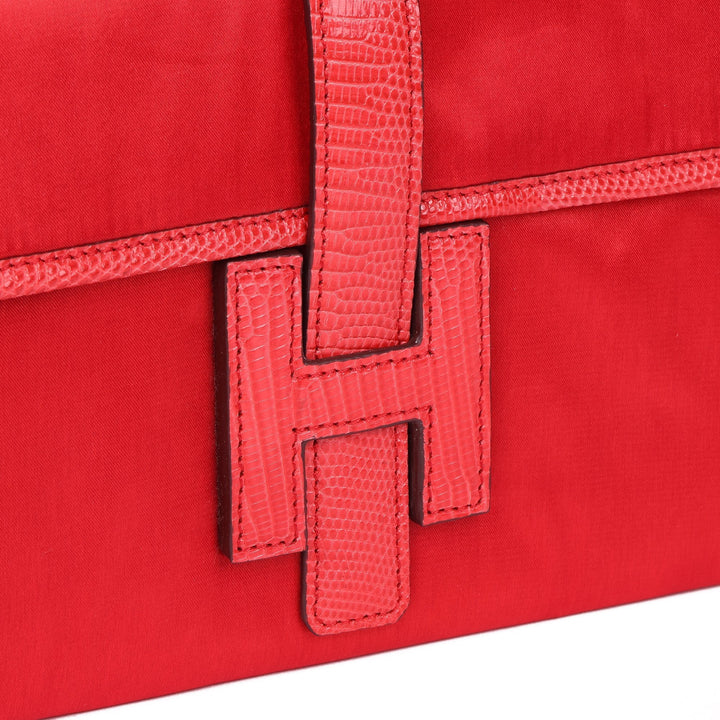 Top quality Hermes Rouge Braise Lizard Leather & Silk Jige Elan 29 Clutch