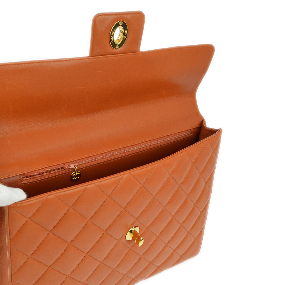 Top Quality Chanel Orange Lambskin Briefcase Business Handbag