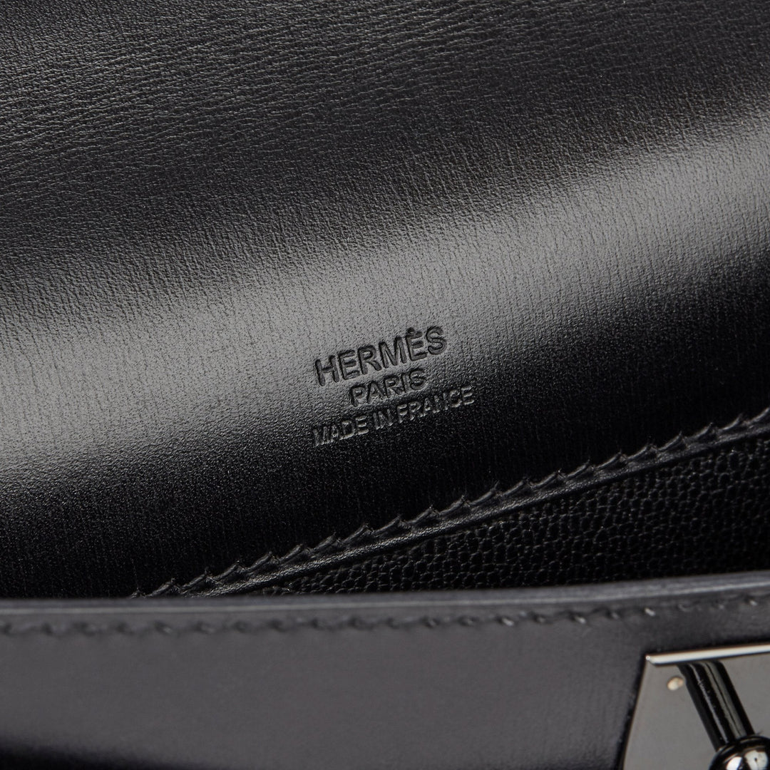 Top quality Hermes Black Box Calf Leather SO Black Kelly Cut Clutch