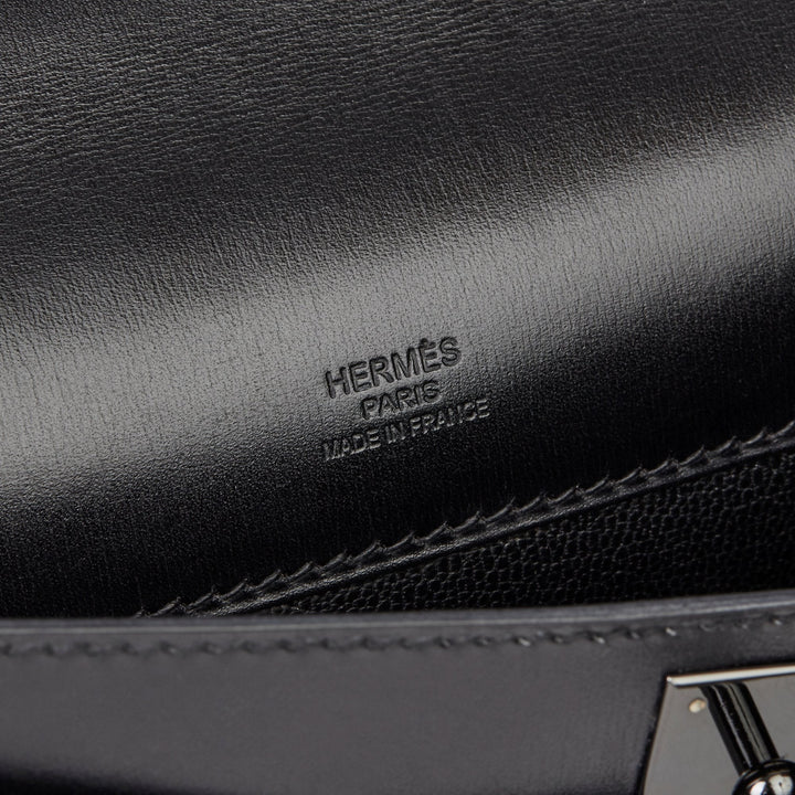 Top quality Hermes Black Box Calf Leather SO Black Kelly Cut Clutch