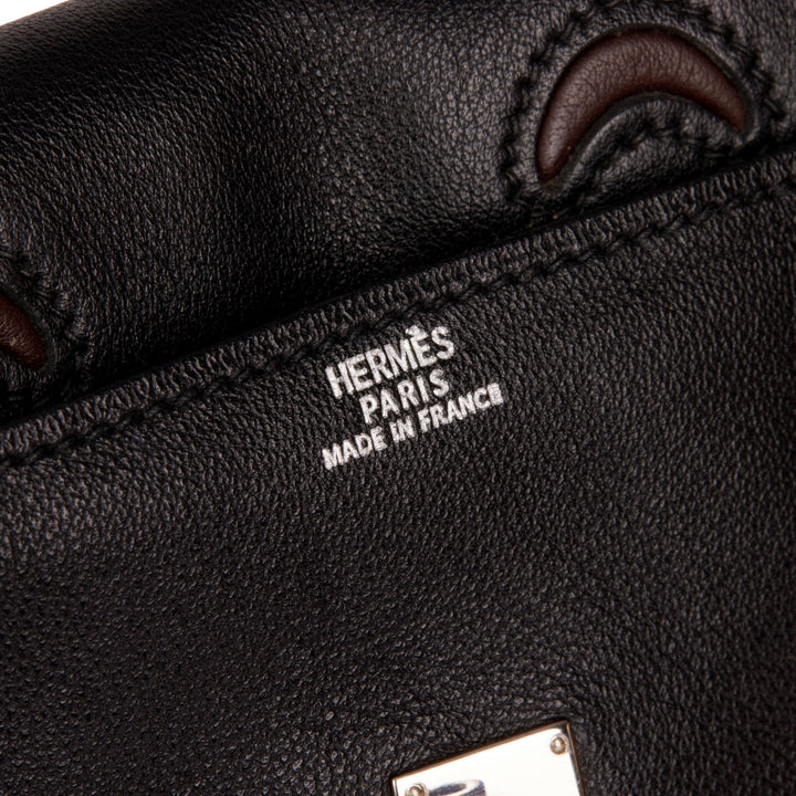 Top quality Hermes Black & Chocolate Gulliver Leather Vintage Kelly Quelle Idole Doll Top Handle Bag