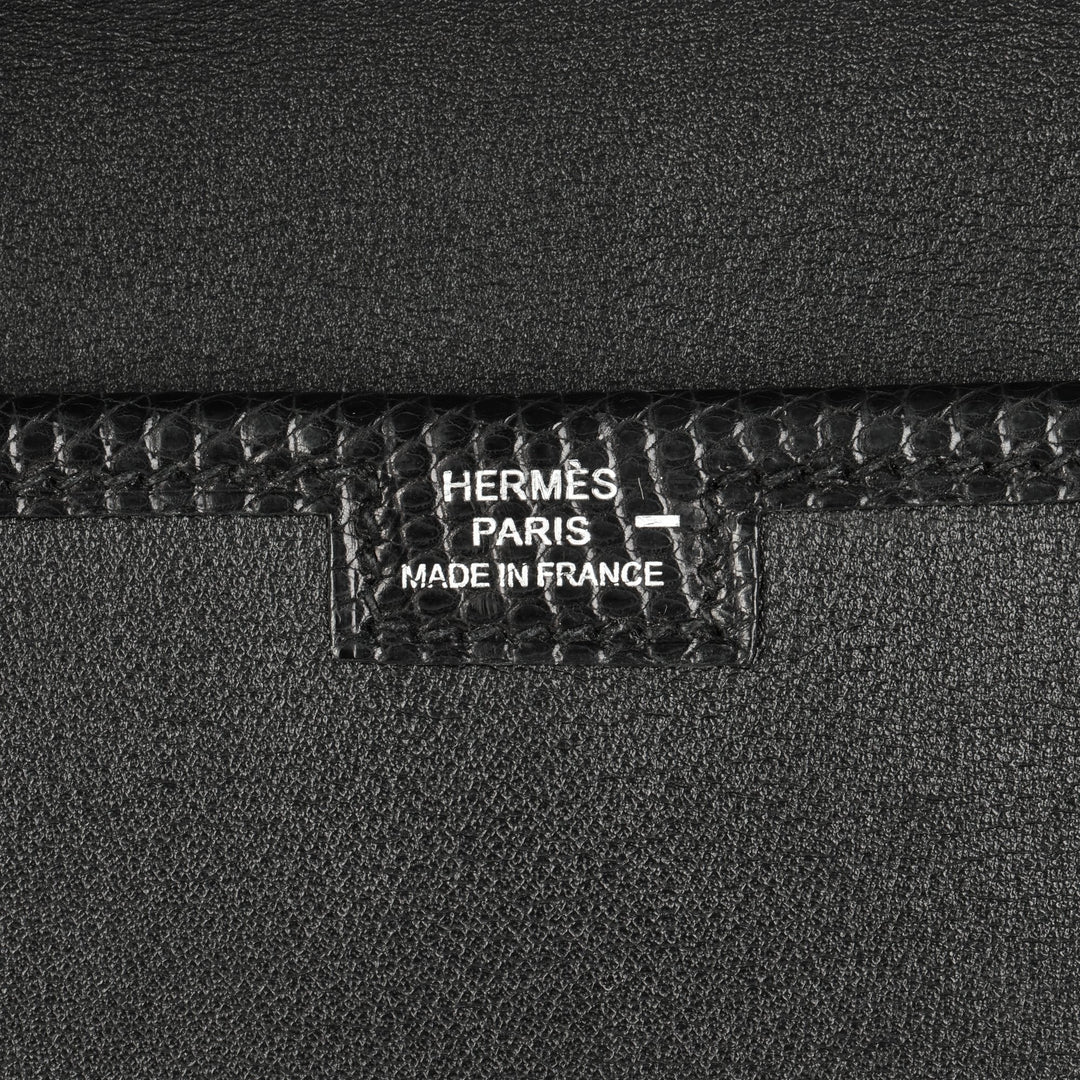 Top quality Hermes Black Swift Leather & Niloticus Lizard Leather Jige Elan 29 Clutch