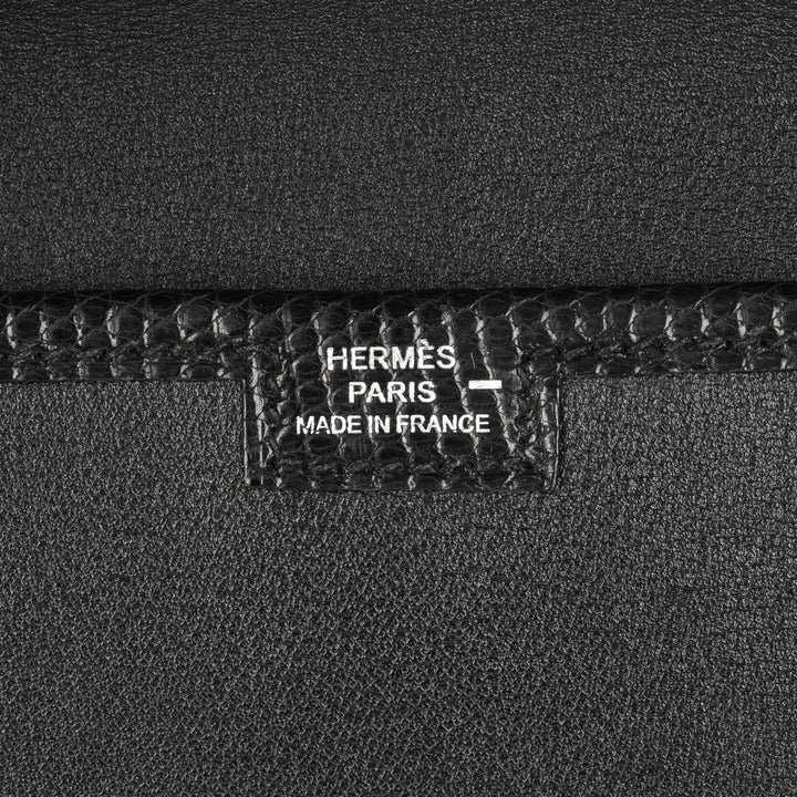 Top quality Hermes Black Swift Leather & Niloticus Lizard Leather Jige Elan 29 Clutch