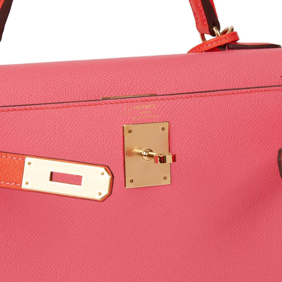 Top quality Hermes Rose Azalea & Rose Jaipur Epsom Leather HSS Special Order Kelly 28cm Sellier Shoulder Bag