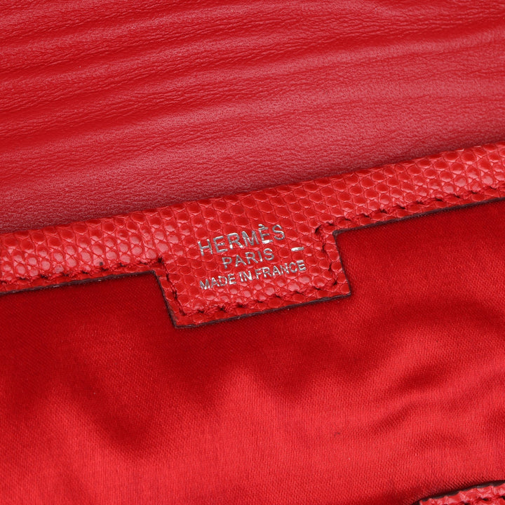 Top quality Hermes Rouge Braise Lizard Leather & Silk Jige Elan 29 Clutch