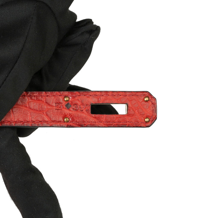 Top quality Hermes Rouge H Matte Mississippiensis Alligator Leather Kelly 32cm Retourne Shoulder Bag