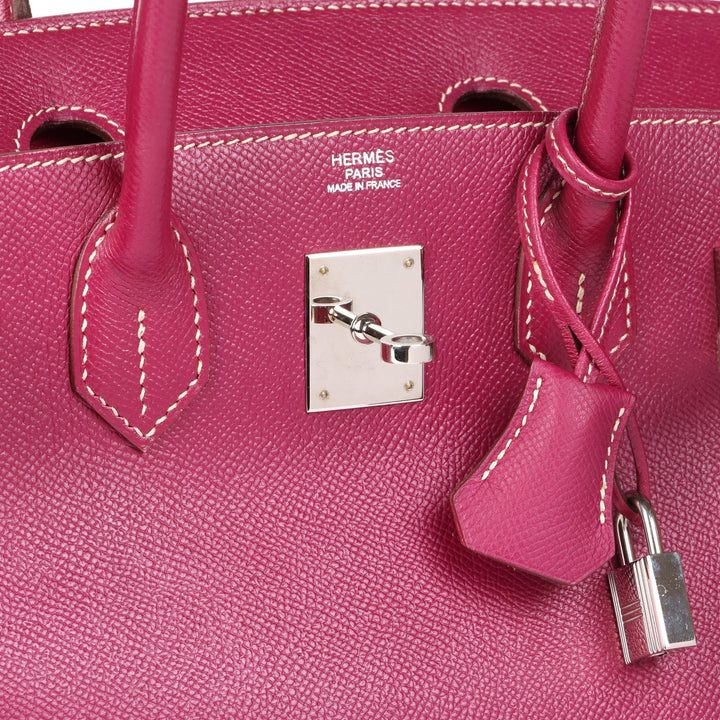 Top quality Hermes Tosca & Rose Tyrien Epsom Leather Candy Collection Birkin 30cm Retourne Tote