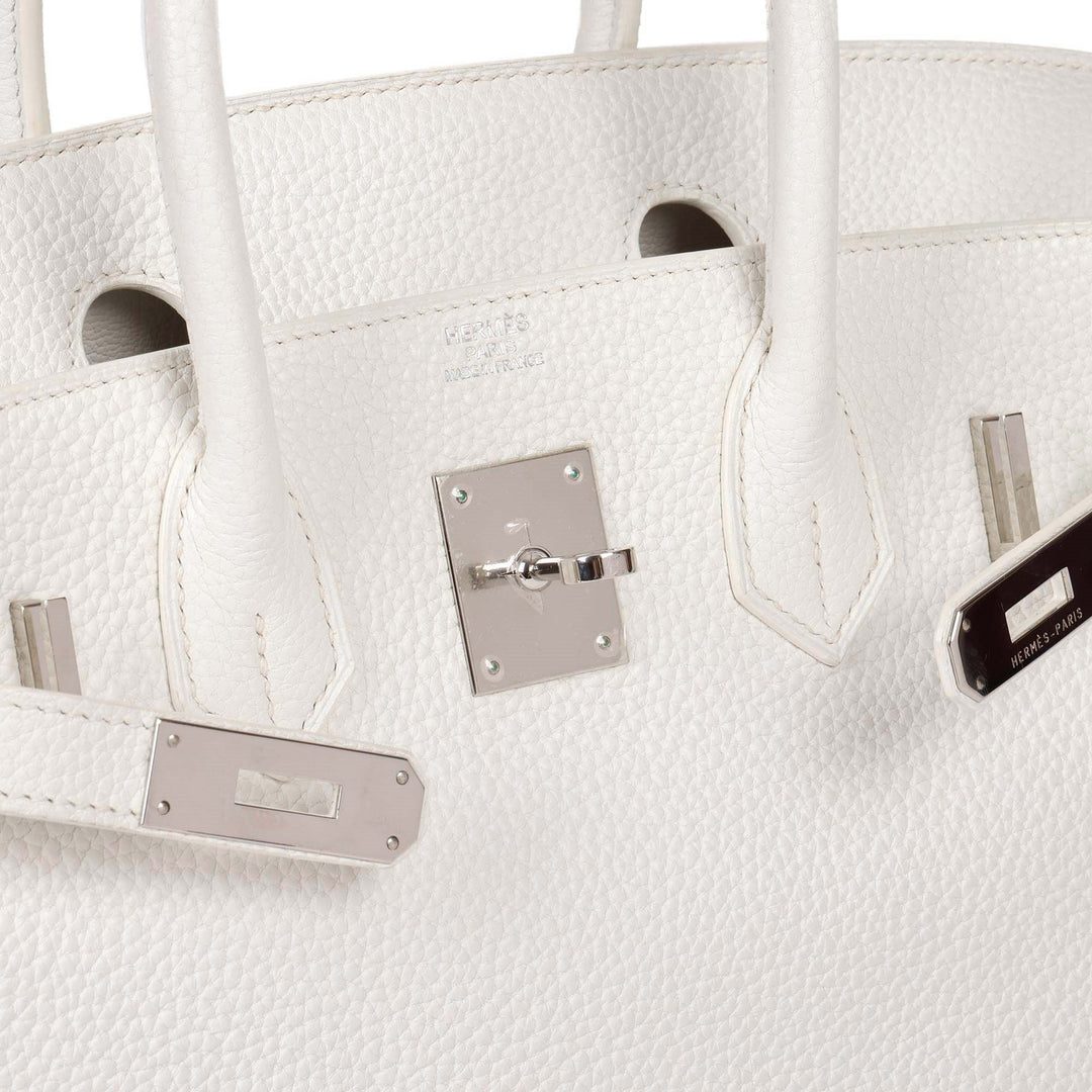 Top quality Hermes White Clemence Leather Birkin 30cm Retourne Tote