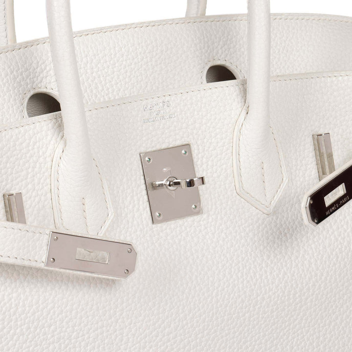 Top quality Hermes White Clemence Leather Birkin 30cm Retourne Tote