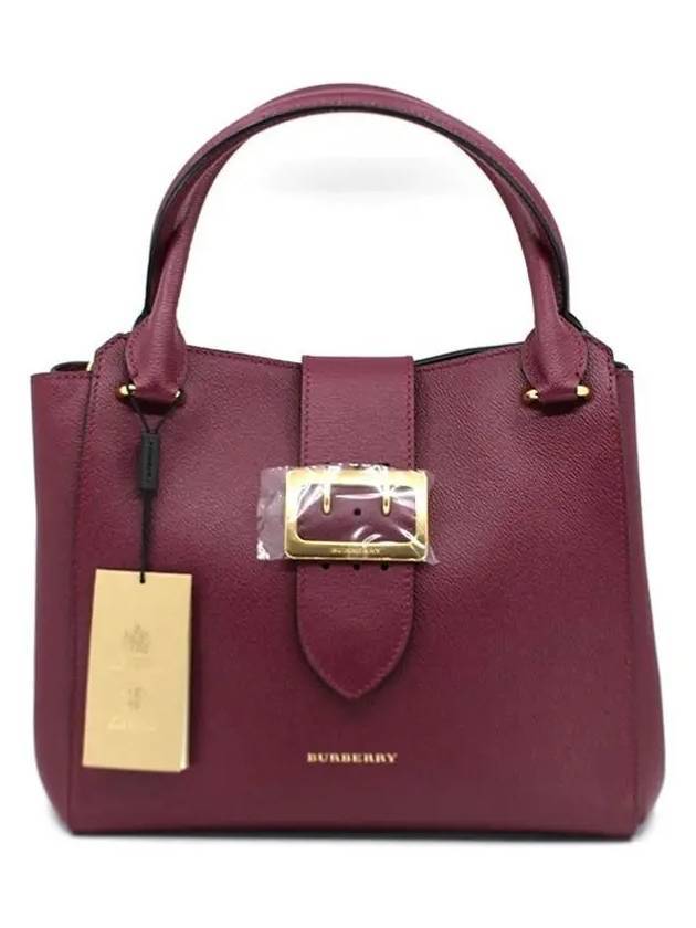 Burberry Grainy Leather Buckle Medium Tote Bag Purple