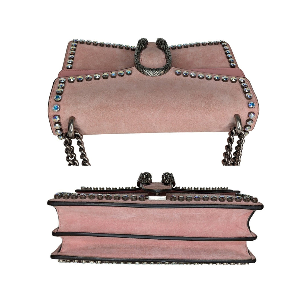 Gucci Suede Crystal Small Dionysus Shoulder Bag Peonia