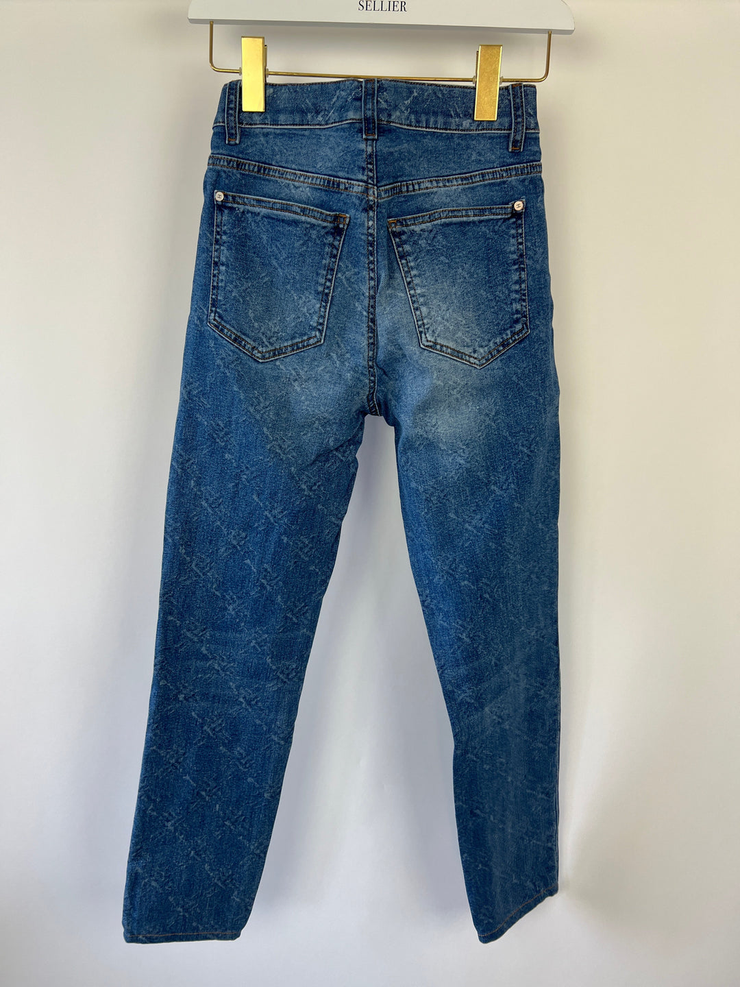 Top Quality Chanel Blue Diamond Print Skinny Jeans Size FR 34 (UK 6)