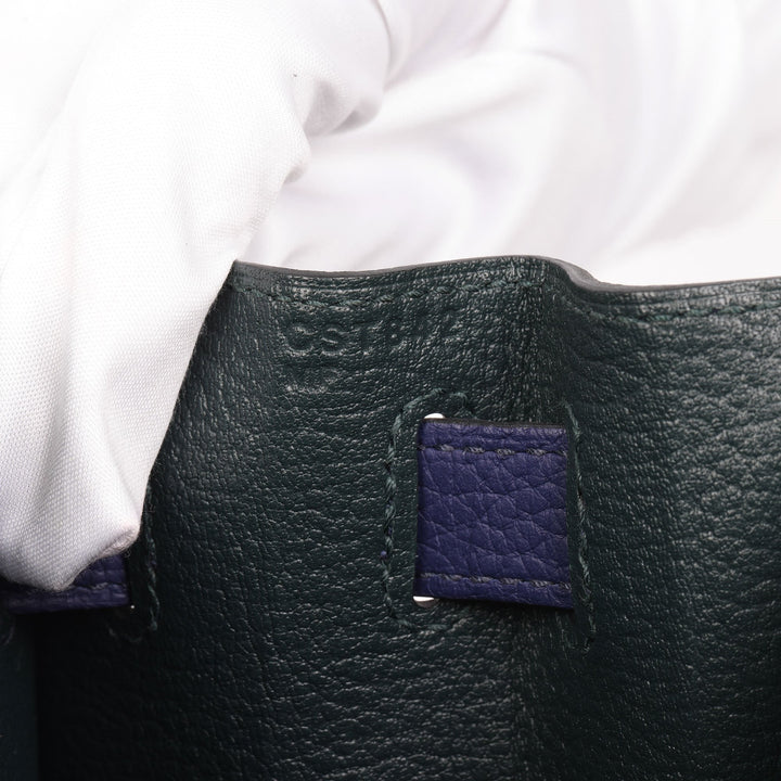 Top quality Hermes Blue Encre, Blue Zellige, Black, Vert Cypress, Clemence, Epsom & Sombrero Leather Kellygraphie Lettre E Kelly 28cm Sellier Shoulder Bag