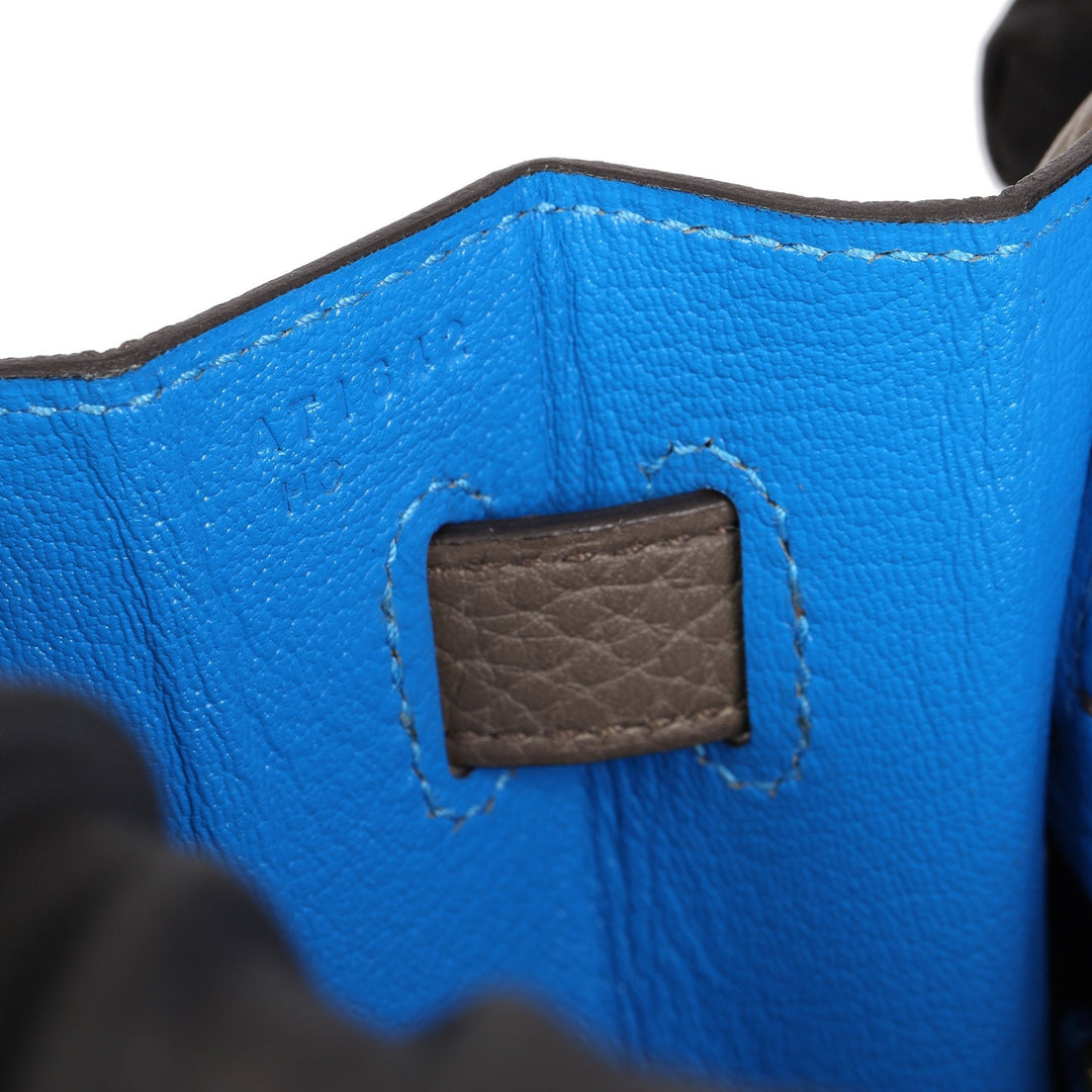 Top quality Hermes Blue Hydra & Etain Clemence Leather Special Order HSS Kelly 35cm Retourne Shoulder Bag