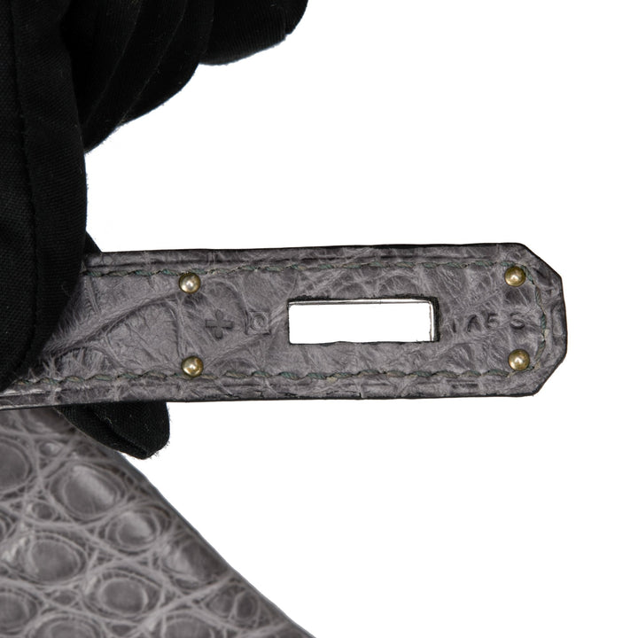 Top quality Hermes Gris Paris Matte Alligator Leather Birkin 35cm Retourne Tote